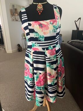 Navy Stripe Floral Sundress by Tiana B.